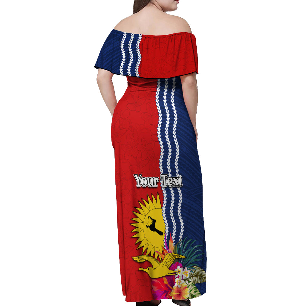 Personalised Kiribati Independence Day Off Shoulder Maxi Dress Kiribati Map With Flag Color LT03 - Polynesian Pride