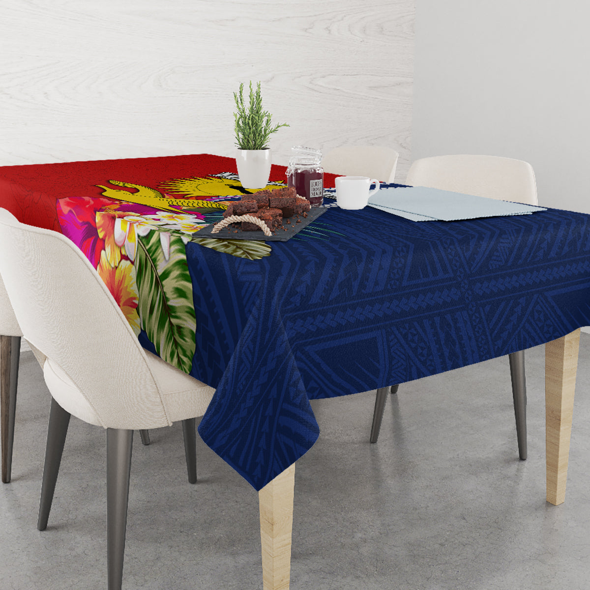 Personalised Kiribati Independence Day Tablecloth Kiribati Map With Flag Color