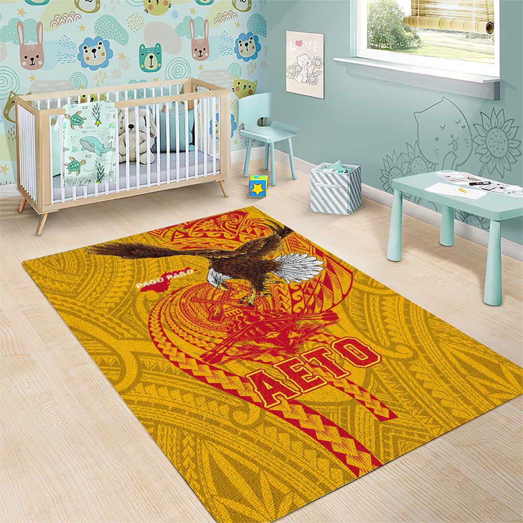 American Samoa Fautasi Race Area Rug Aeto Pago Pago with Eagle Samoan Tribal Patterns