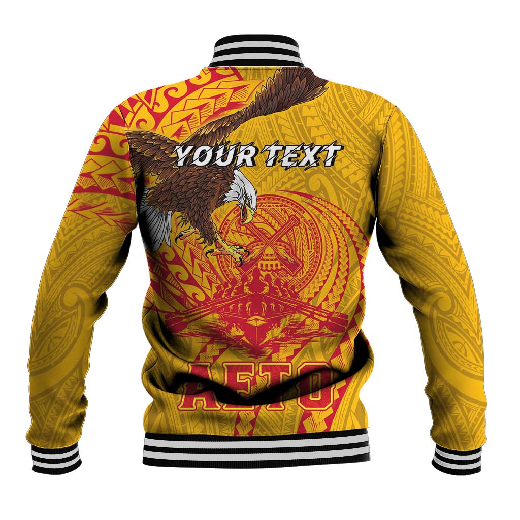 Personalized American Samoa Fautasi Race Baseball Jacket Aeto Pago Pago with Eagle Samoan Tribal Patterns