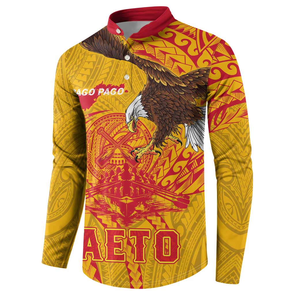 Personalized American Samoa Fautasi Race Button Sweatshirt Aeto Pago Pago with Eagle Samoan Tribal Patterns