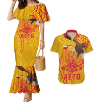 Personalized American Samoa Fautasi Race Couples Matching Mermaid Dress and Hawaiian Shirt Aeto Pago Pago with Eagle Samoan Tribal Patterns LT03 Multicolor - Polynesian Pride