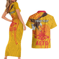 Personalized American Samoa Fautasi Race Couples Matching Short Sleeve Bodycon Dress and Hawaiian Shirt Aeto Pago Pago with Eagle Samoan Tribal Patterns LT03 - Polynesian Pride