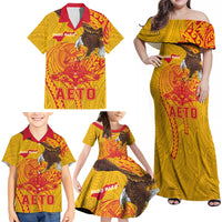 Personalized American Samoa Fautasi Race Family Matching Off Shoulder Maxi Dress and Hawaiian Shirt Aeto Pago Pago with Eagle Samoan Tribal Patterns LT03 - Polynesian Pride