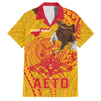 Personalized American Samoa Fautasi Race Family Matching Off Shoulder Short Dress and Hawaiian Shirt Aeto Pago Pago with Eagle Samoan Tribal Patterns LT03 Dad's Shirt - Short Sleeve Multicolor - Polynesian Pride