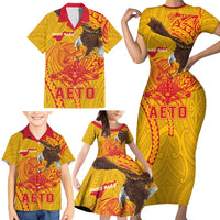 Personalized American Samoa Fautasi Race Family Matching Short Sleeve Bodycon Dress and Hawaiian Shirt Aeto Pago Pago with Eagle Samoan Tribal Patterns LT03 - Polynesian Pride