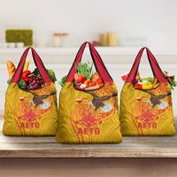 American Samoa Fautasi Race Grocery Bag Aeto Pago Pago with Eagle Samoan Tribal Patterns
