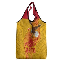 American Samoa Fautasi Race Grocery Bag Aeto Pago Pago with Eagle Samoan Tribal Patterns