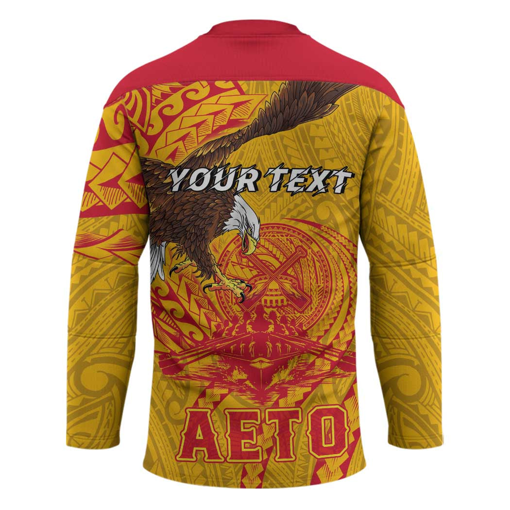 Personalized American Samoa Fautasi Race Hockey Jersey Aeto Pago Pago with Eagle Samoan Tribal Patterns