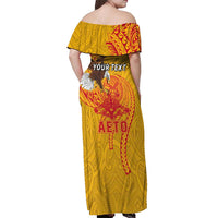 Personalized American Samoa Fautasi Race Off Shoulder Maxi Dress Aeto Pago Pago with Eagle Samoan Tribal Patterns