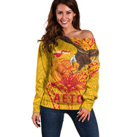 Personalized American Samoa Fautasi Race Off Shoulder Sweater Aeto Pago Pago with Eagle Samoan Tribal Patterns