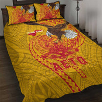 American Samoa Fautasi Race Quilt Bed Set Aeto Pago Pago with Eagle Samoan Tribal Patterns LT03 Multicolor - Polynesian Pride