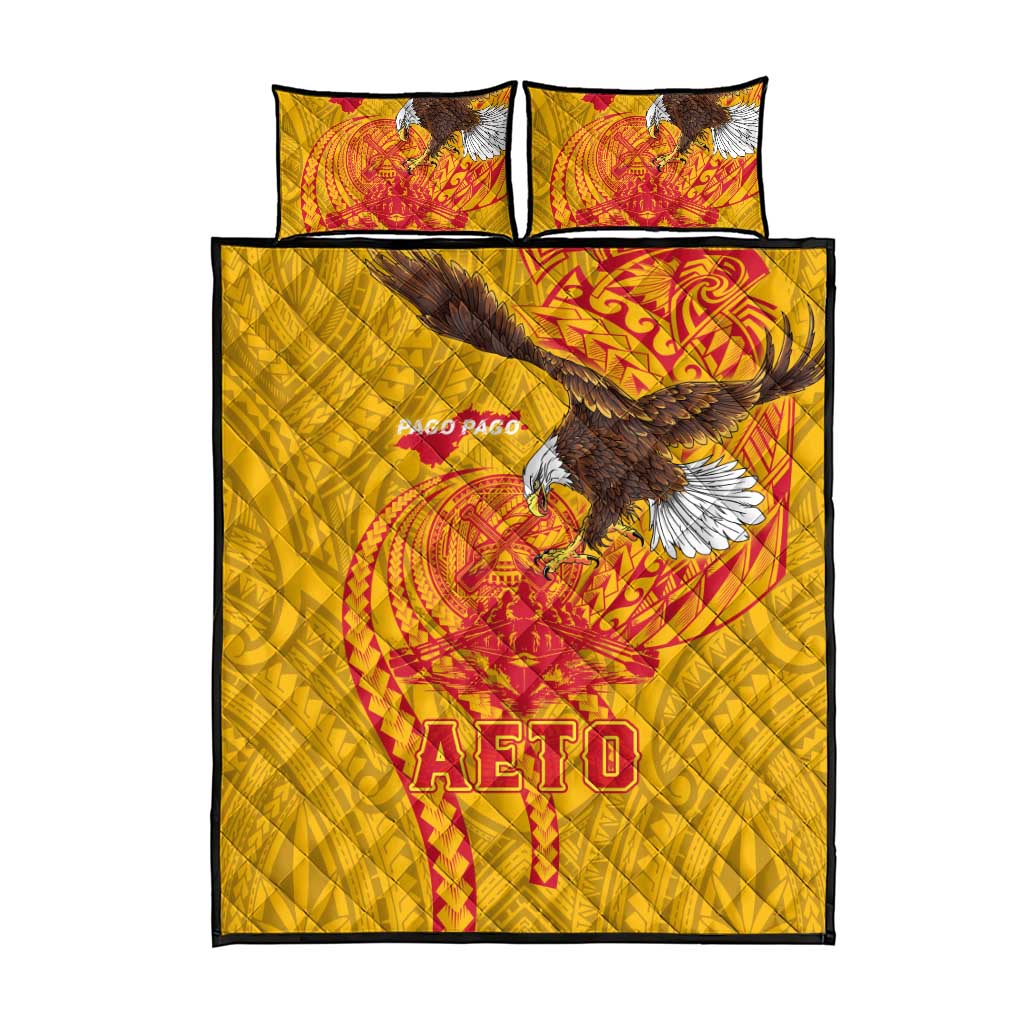 American Samoa Fautasi Race Quilt Bed Set Aeto Pago Pago with Eagle Samoan Tribal Patterns LT03 - Polynesian Pride