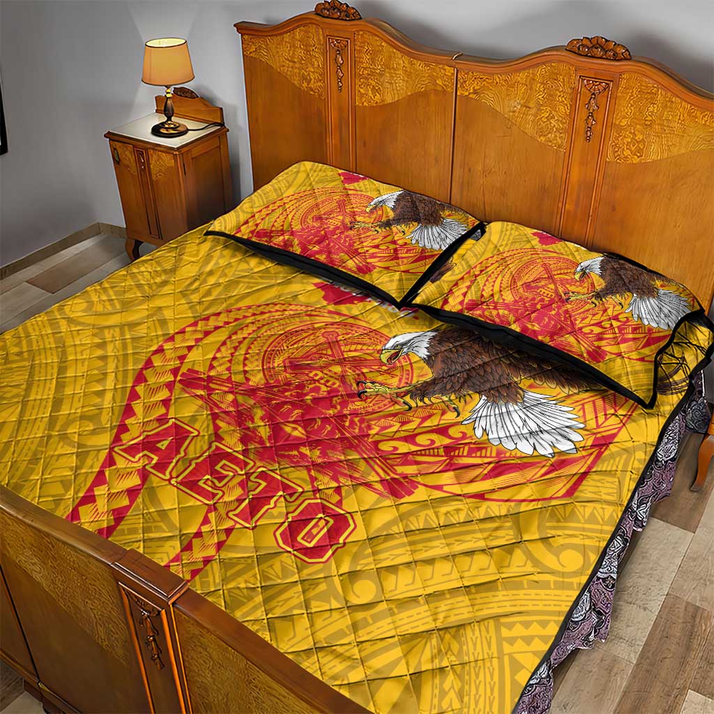 American Samoa Fautasi Race Quilt Bed Set Aeto Pago Pago with Eagle Samoan Tribal Patterns LT03 - Polynesian Pride