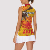 Personalized American Samoa Fautasi Race Women Sleeveless Polo Shirt Aeto Pago Pago with Eagle Samoan Tribal Patterns