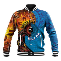 Fiji and Australia Together Baseball Jacket Tapa Tribal Tattoo mix Aboriginal Pattern LT03 Unisex Black - Polynesian Pride