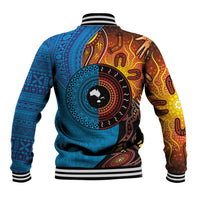 Fiji and Australia Together Baseball Jacket Tapa Tribal Tattoo mix Aboriginal Pattern LT03 - Polynesian Pride