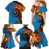 Fiji and Australia Together Family Matching Mermaid Dress and Hawaiian Shirt Tapa Tribal Tattoo mix Aboriginal Pattern LT03 - Polynesian Pride