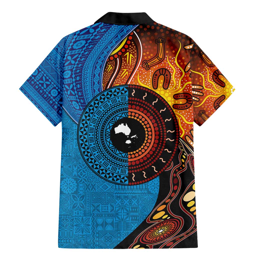 Fiji and Australia Together Family Matching Mermaid Dress and Hawaiian Shirt Tapa Tribal Tattoo mix Aboriginal Pattern LT03 - Polynesian Pride