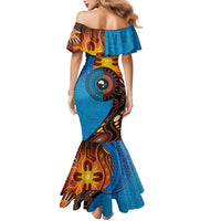 Fiji and Australia Together Family Matching Mermaid Dress and Hawaiian Shirt Tapa Tribal Tattoo mix Aboriginal Pattern LT03 - Polynesian Pride