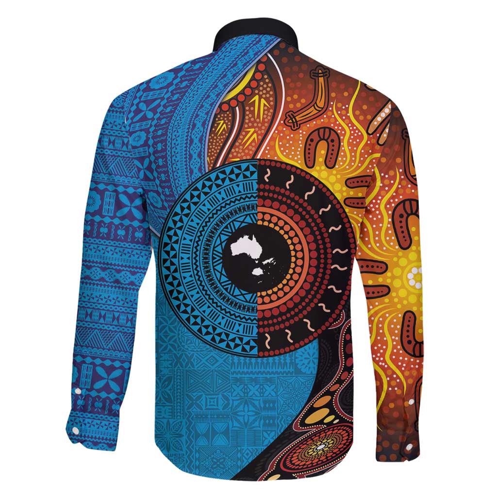Fiji and Australia Together Family Matching Summer Maxi Dress and Hawaiian Shirt Tapa Tribal Tattoo mix Aboriginal Pattern LT03 - Polynesian Pride