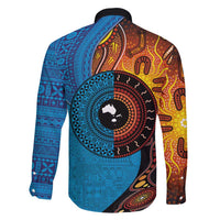Fiji and Australia Together Family Matching Summer Maxi Dress and Hawaiian Shirt Tapa Tribal Tattoo mix Aboriginal Pattern LT03 - Polynesian Pride