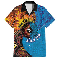 Fiji and Australia Together Family Matching Tank Maxi Dress and Hawaiian Shirt Tapa Tribal Tattoo mix Aboriginal Pattern LT03 Dad's Shirt - Short Sleeve Black - Polynesian Pride
