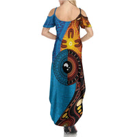 Fiji and Australia Together Summer Maxi Dress Tapa Tribal Tattoo mix Aboriginal Pattern