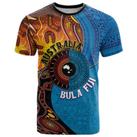 Fiji and Australia Together T Shirt Tapa Tribal Tattoo mix Aboriginal Pattern LT03 Black - Polynesian Pride