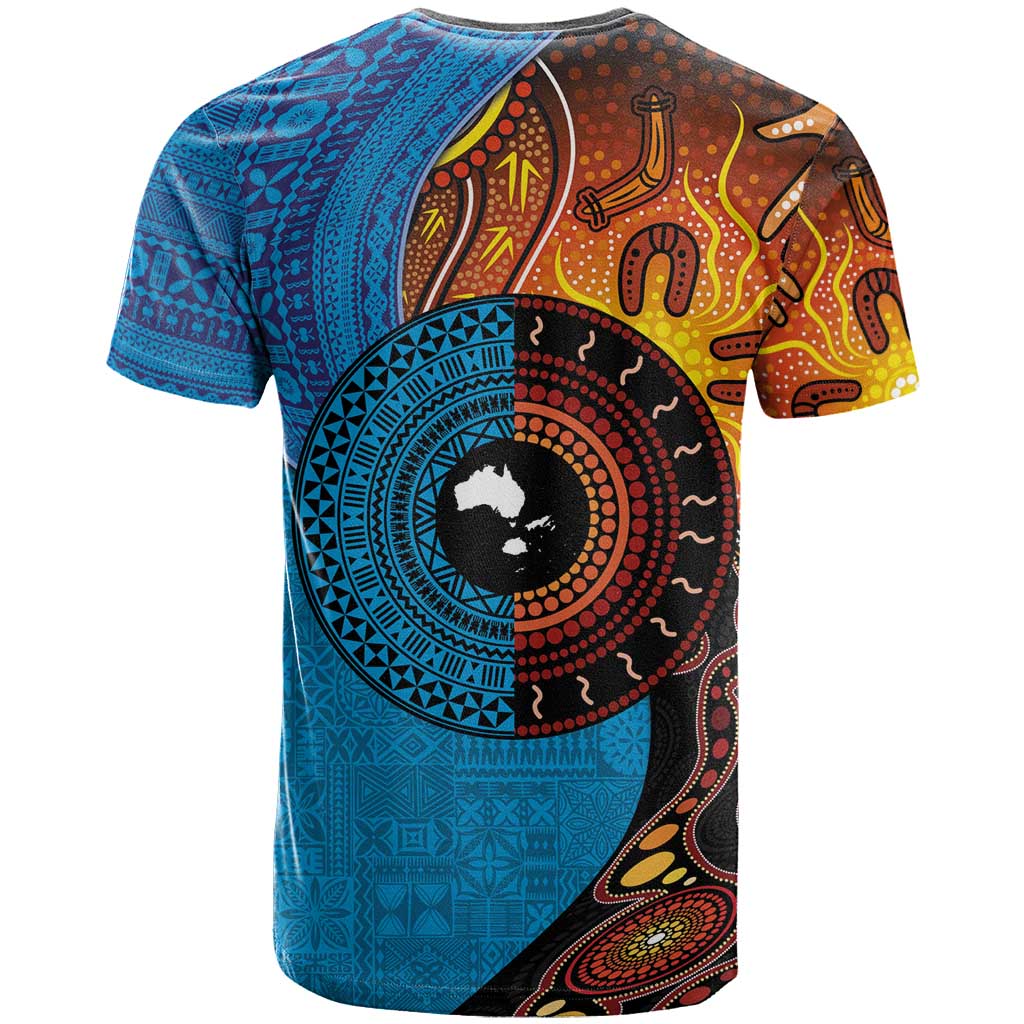Fiji and Australia Together T Shirt Tapa Tribal Tattoo mix Aboriginal Pattern LT03 - Polynesian Pride