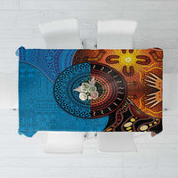 Fiji and Australia Together Tablecloth Tapa Tribal Tattoo mix Aboriginal Pattern LT03 Black - Polynesian Pride