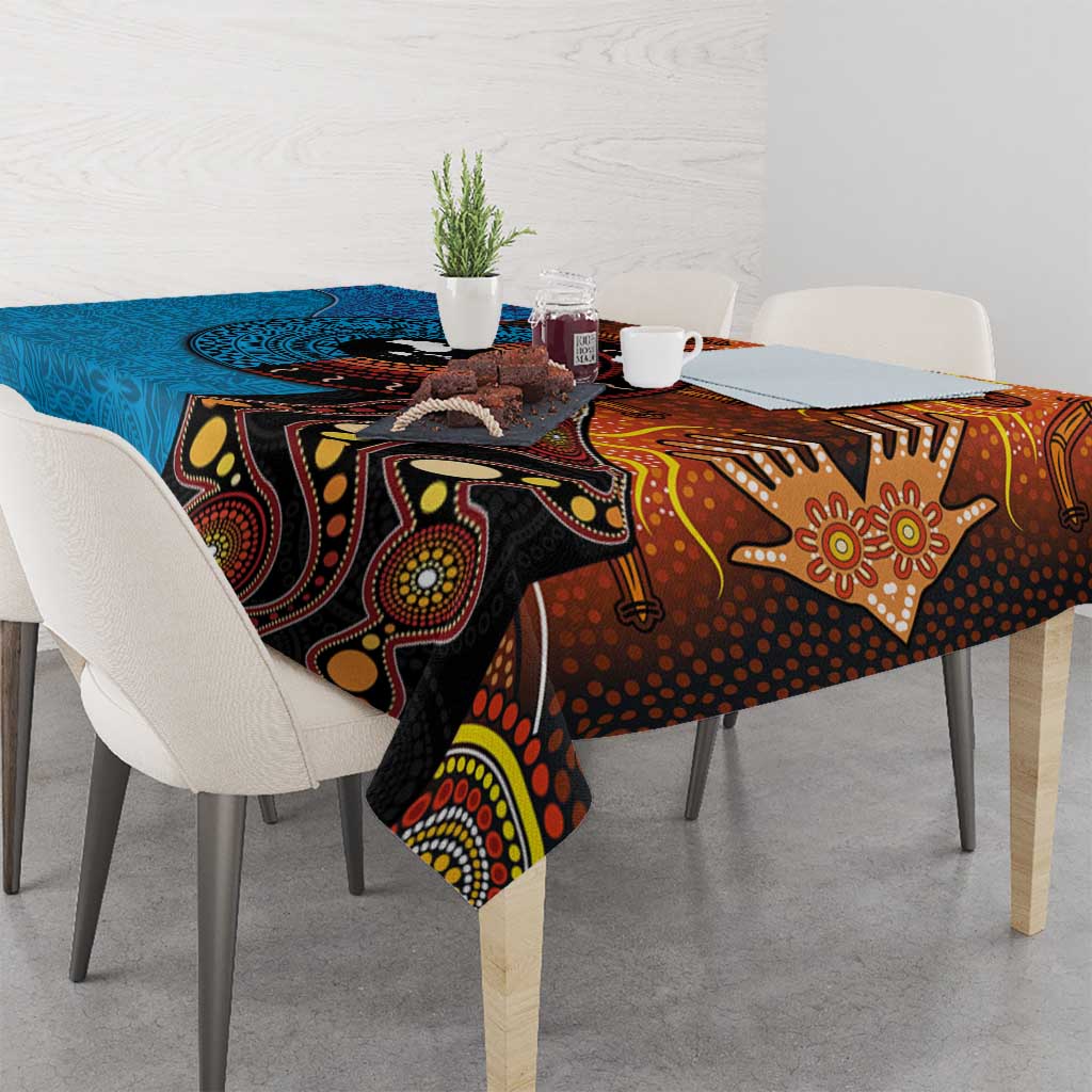 Fiji and Australia Together Tablecloth Tapa Tribal Tattoo mix Aboriginal Pattern LT03 - Polynesian Pride