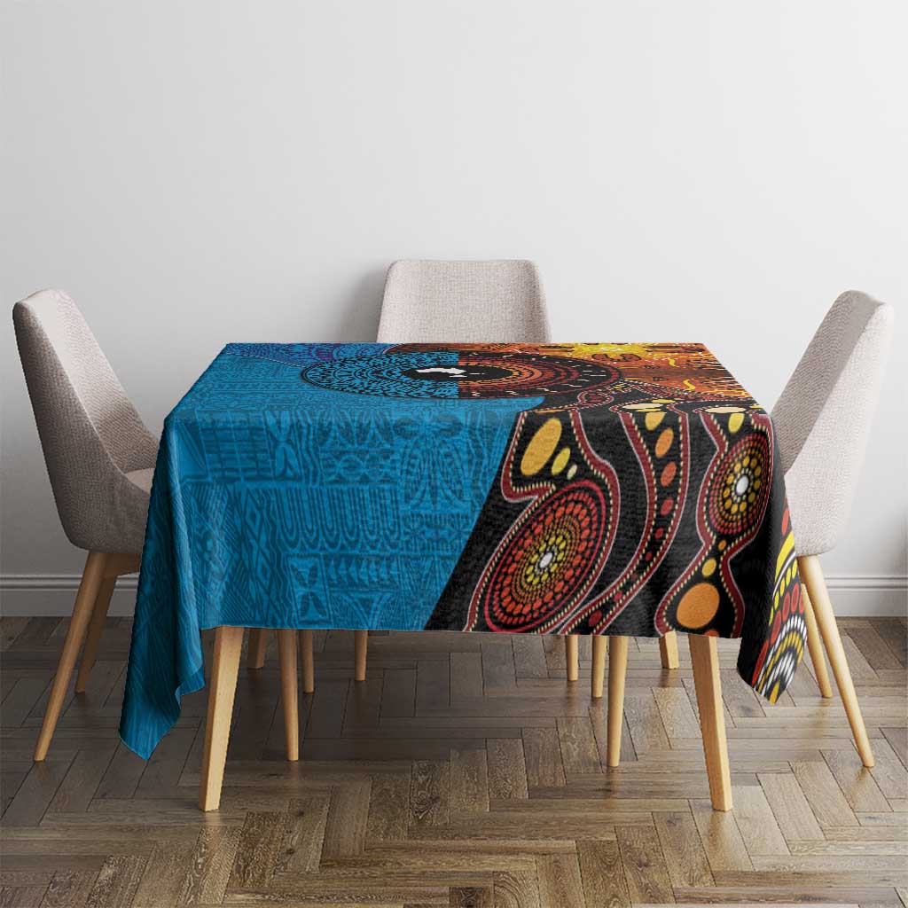 Fiji and Australia Together Tablecloth Tapa Tribal Tattoo mix Aboriginal Pattern LT03 - Polynesian Pride