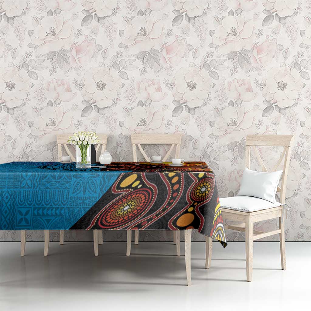Fiji and Australia Together Tablecloth Tapa Tribal Tattoo mix Aboriginal Pattern LT03 - Polynesian Pride