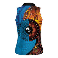 Fiji and Australia Together Women Sleeveless Polo Shirt Tapa Tribal Tattoo mix Aboriginal Pattern LT03 - Polynesian Pride