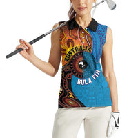 Fiji and Australia Together Women Sleeveless Polo Shirt Tapa Tribal Tattoo mix Aboriginal Pattern LT03 - Polynesian Pride