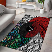 Tonga and New Zealand Together Area Rug Tongan Kupesi Ngatu Tattoo and Maori Paua Shell Pattern LT03 - Polynesian Pride
