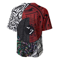 Tonga and New Zealand Together Baseball Jersey Tongan Kupesi Ngatu Tattoo and Maori Paua Shell Pattern LT03 - Polynesian Pride