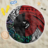 Tonga and New Zealand Together Beach Blanket Tongan Kupesi Ngatu Tattoo and Maori Paua Shell Pattern LT03 One Size 150cm Black - Polynesian Pride
