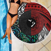 Tonga and New Zealand Together Beach Blanket Tongan Kupesi Ngatu Tattoo and Maori Paua Shell Pattern LT03 - Polynesian Pride