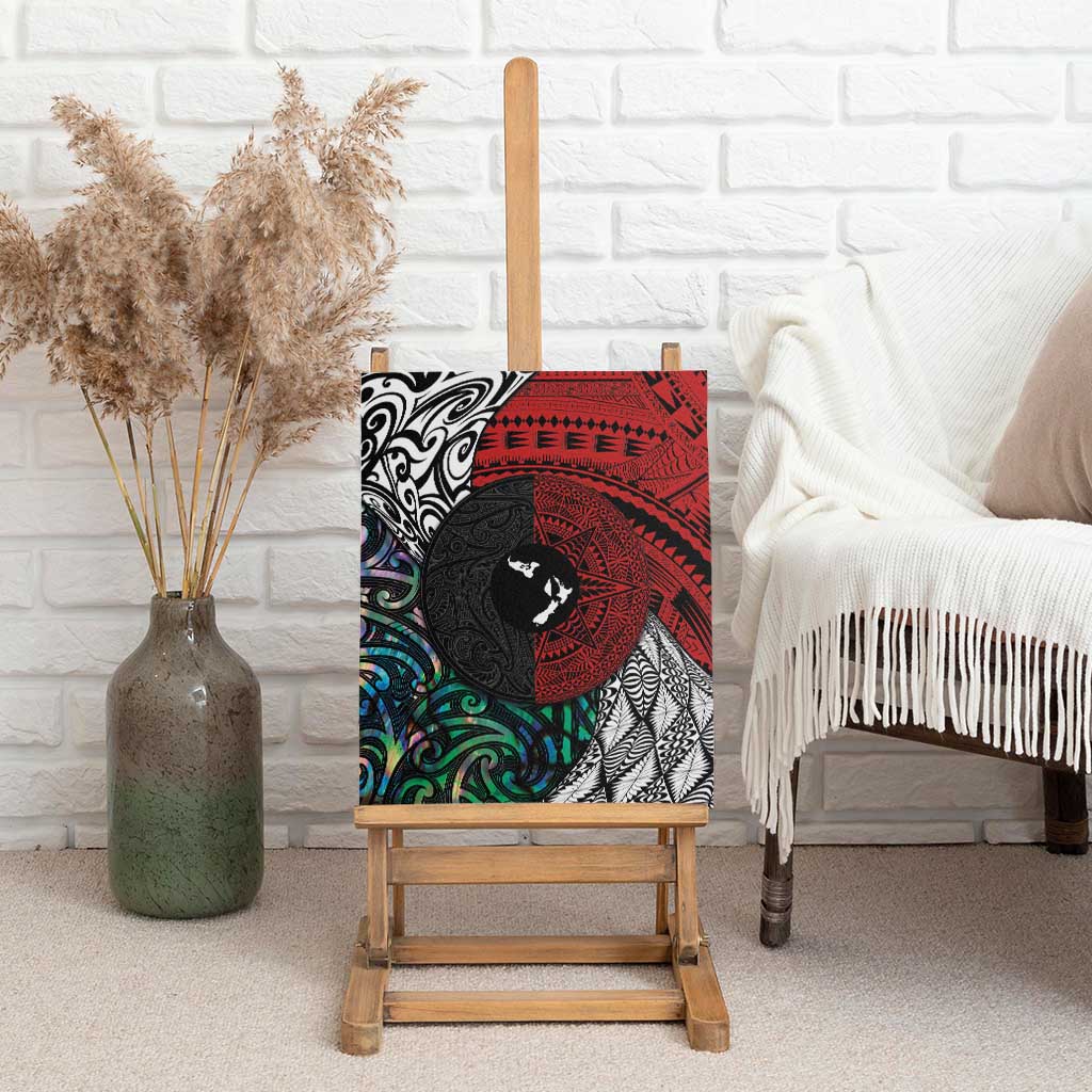 Tonga and New Zealand Together Canvas Wall Art Tongan Kupesi Ngatu Tattoo and Maori Paua Shell Pattern LT03 - Polynesian Pride