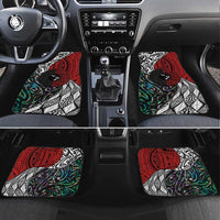 Tonga and New Zealand Together Car Mats Tongan Kupesi Ngatu Tattoo and Maori Paua Shell Pattern LT03 Set 4pcs Black - Polynesian Pride