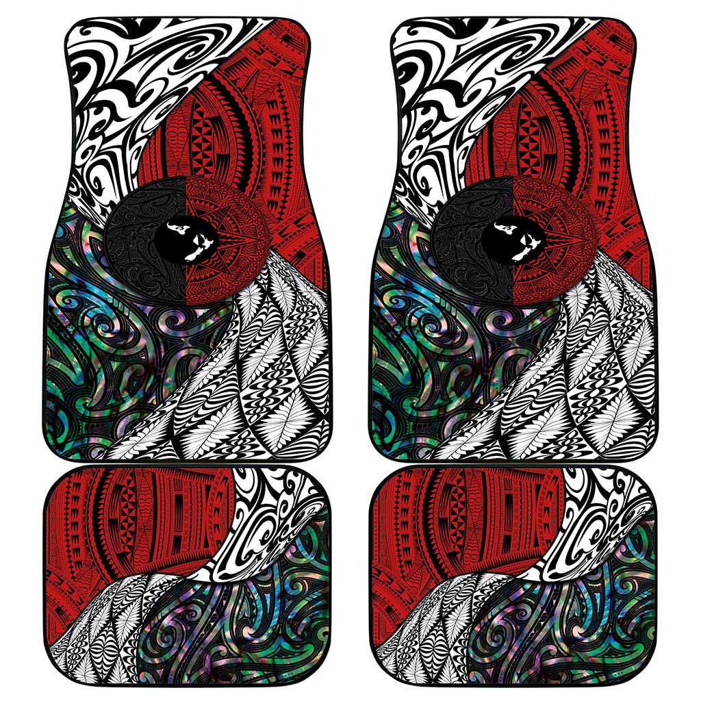 Tonga and New Zealand Together Car Mats Tongan Kupesi Ngatu Tattoo and Maori Paua Shell Pattern LT03 - Polynesian Pride