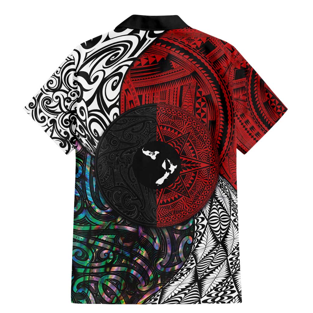 Tonga and New Zealand Together Family Matching Mermaid Dress and Hawaiian Shirt Tongan Kupesi Ngatu Tattoo and Maori Paua Shell Pattern LT03 - Polynesian Pride