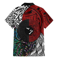 Tonga and New Zealand Together Family Matching Mermaid Dress and Hawaiian Shirt Tongan Kupesi Ngatu Tattoo and Maori Paua Shell Pattern LT03 - Polynesian Pride