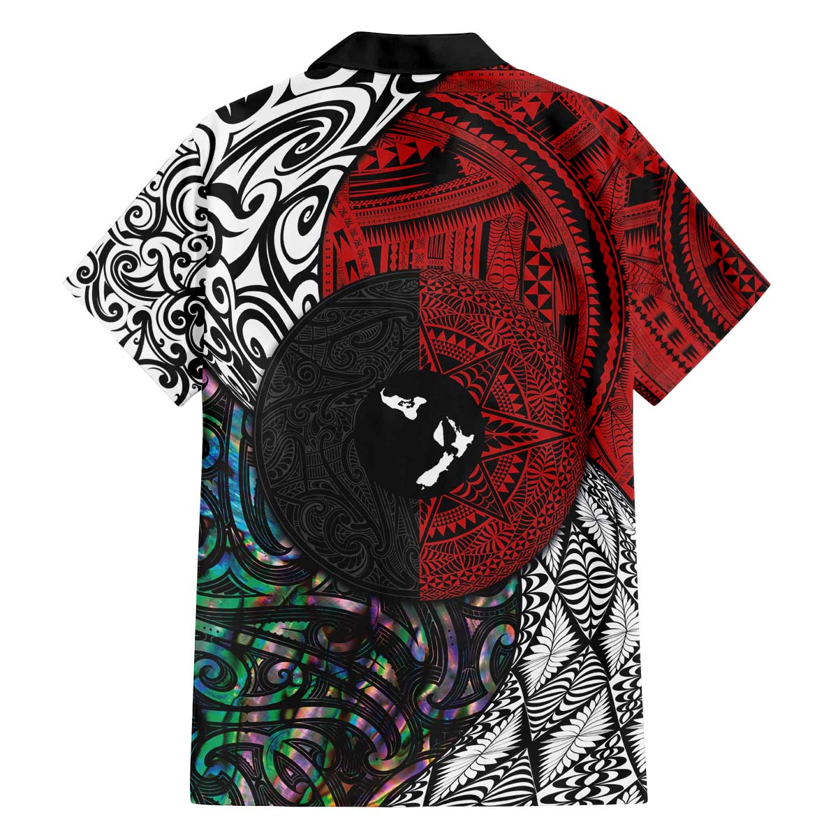 Tonga and New Zealand Together Family Matching Puletasi and Hawaiian Shirt Tongan Kupesi Ngatu Tattoo and Maori Paua Shell Pattern LT03 - Polynesian Pride