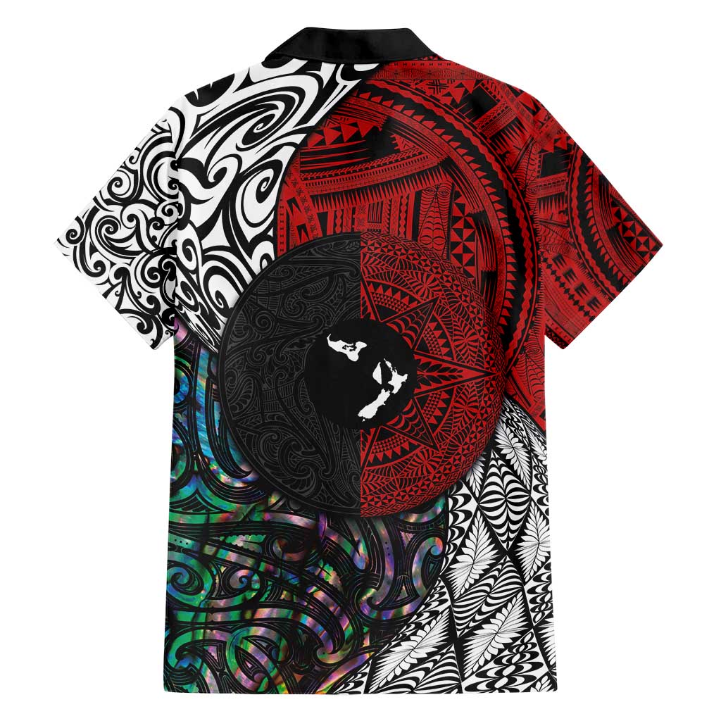 Tonga and New Zealand Together Hawaiian Shirt Tongan Kupesi Ngatu Tattoo and Maori Paua Shell Pattern LT03 - Polynesian Pride