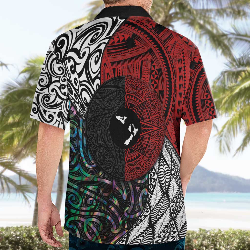 Tonga and New Zealand Together Hawaiian Shirt Tongan Kupesi Ngatu Tattoo and Maori Paua Shell Pattern LT03 - Polynesian Pride