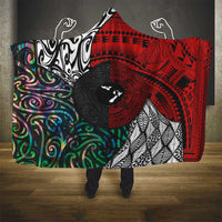 Tonga and New Zealand Together Hooded Blanket Tongan Kupesi Ngatu Tattoo and Maori Paua Shell Pattern LT03 - Polynesian Pride