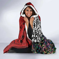 Tonga and New Zealand Together Hooded Blanket Tongan Kupesi Ngatu Tattoo and Maori Paua Shell Pattern LT03 - Polynesian Pride